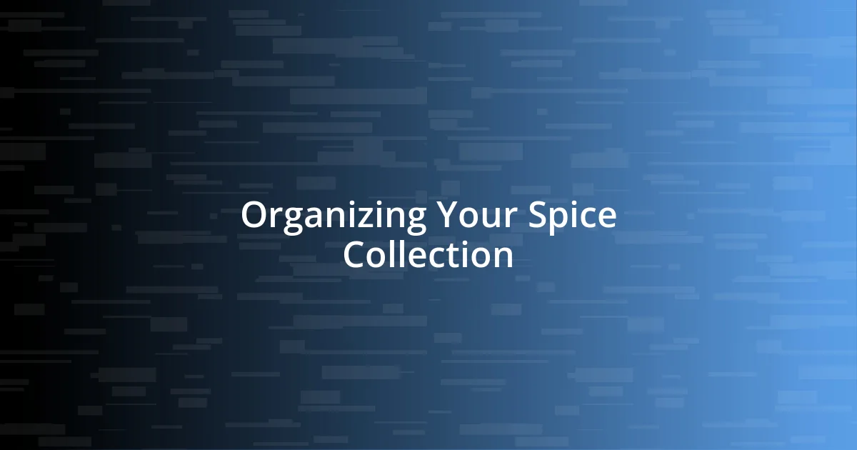 Organizing Your Spice Collection